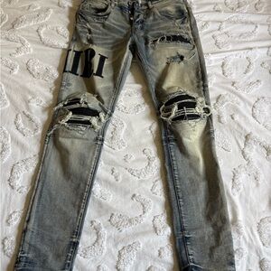 Amiri Distressed Blue Jeans for Men